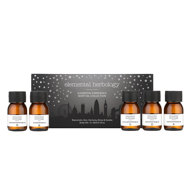 This set of 5 all-natural, premium body oils is inspired by Traditional Chinese Medicine's Five Elements, providing a personalized experience for any mood. 